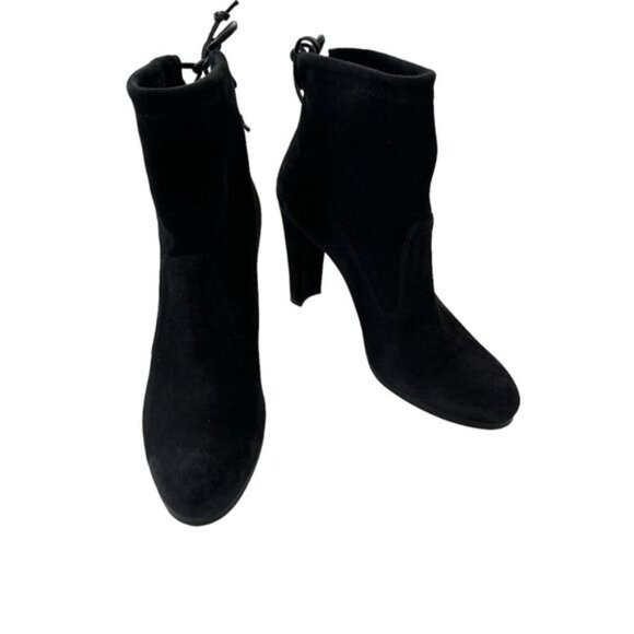 Stuart Weitzman Catch Suede Leather Ankle Tie Bootie Black Size 8.5 - Picture 7 of 16